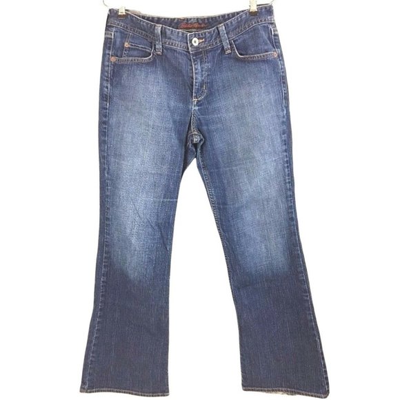 Eddie Bauer Jeans size 6 S 30x29 Womens Blue Denim Classic Bootcut Stretch - Picture 2 of 3